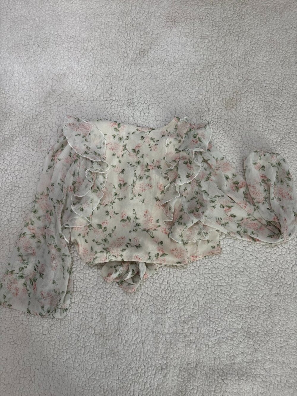 Cross Tie Floral Blouse